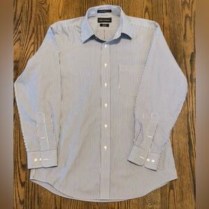 Paul Fredrick Blue and White Pinstripe Men's Dress Shirt